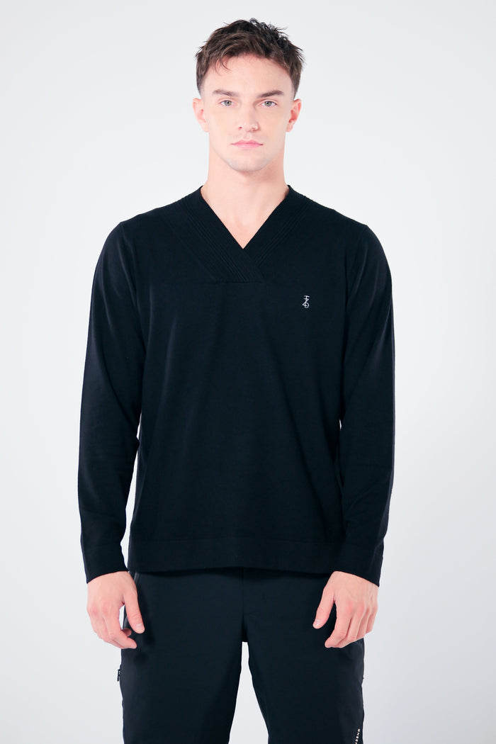 Vneck WoolBlend V 領羊毛混紡毛衣 · 經典黑