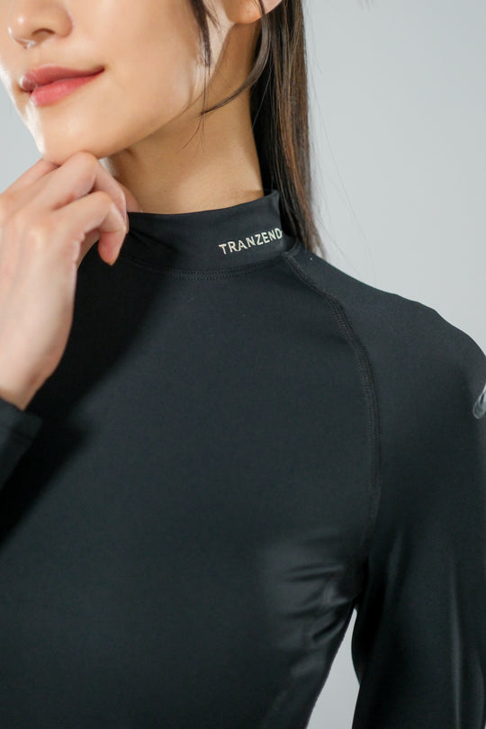 Sport (UV-resistant) High Neck Long Sleeve Top - Women's - Extreme Black
