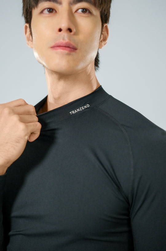 Sport (UV-resistant) High Neck Long Sleeve Top - Men's - Extreme Black