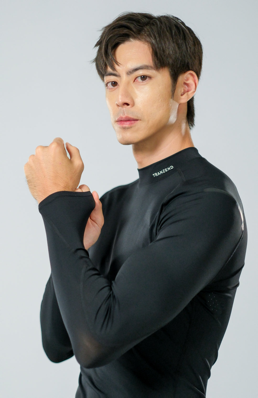 Sport (UV-resistant) High Neck Long Sleeve Top - Men's - Extreme Black