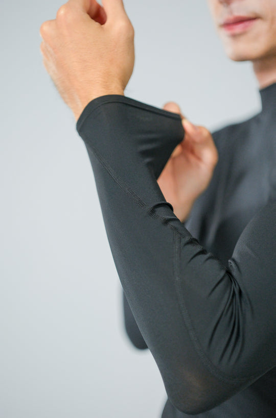 Sport (UV-resistant) High Neck Long Sleeve Top - Men's - Extreme Black