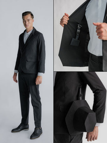 Ultra Suit 3.0 Double-breasted Suit Set Classic Black + M-system - TRANZEND