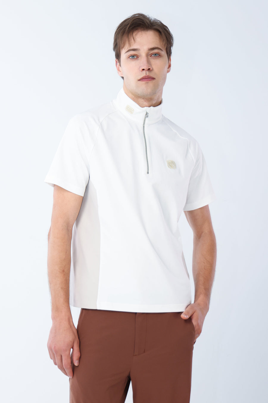 Quater-Zip Mock Neck Polo ｜拉鍊高領Polo 男版