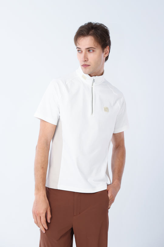 Quater-Zip Mock Neck Polo ｜拉鍊高領Polo