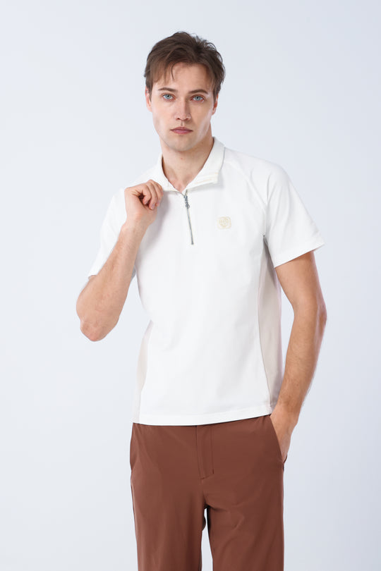 Quater-Zip Mock Neck Polo ｜拉鍊高領Polo