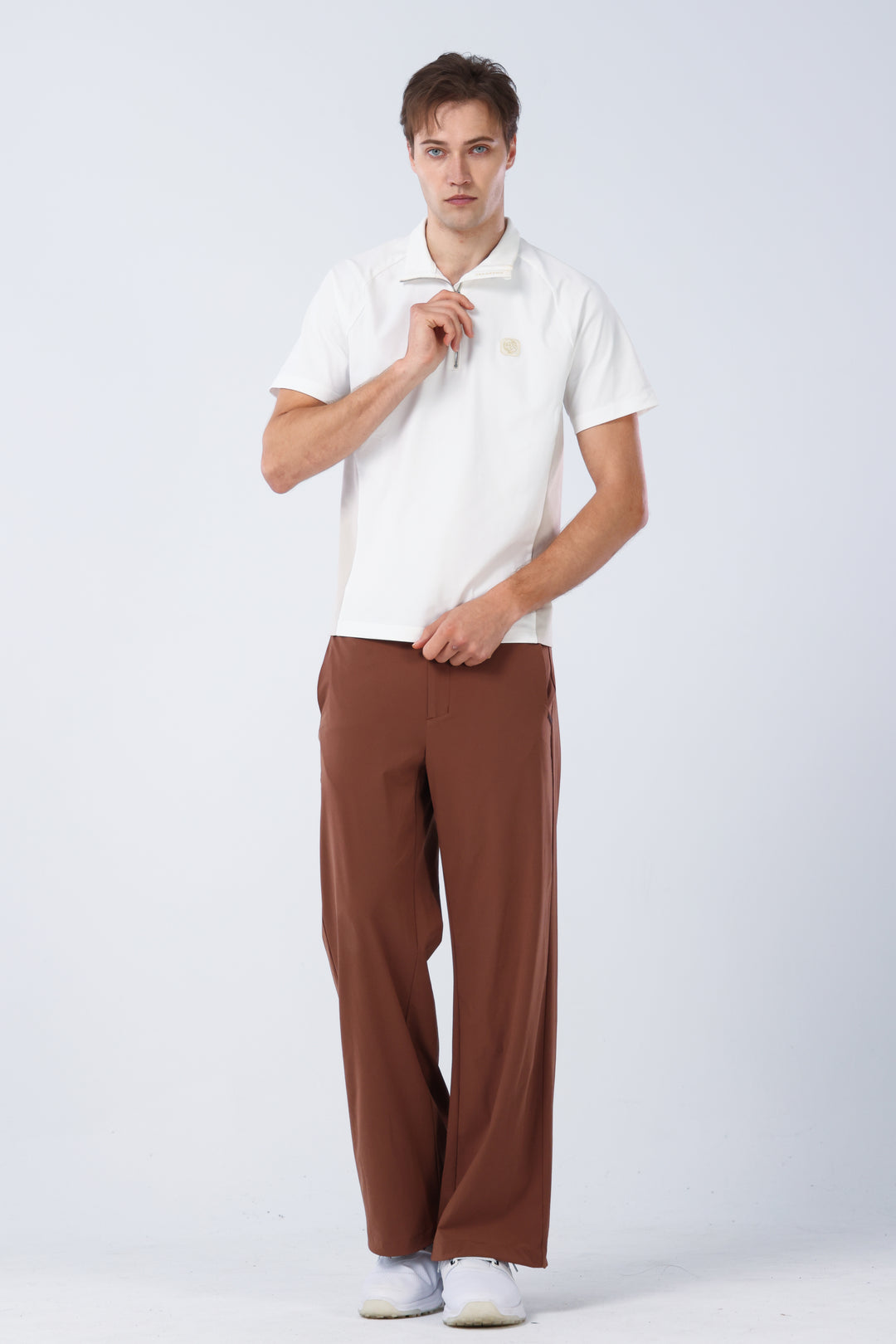 Quater-Zip Mock Neck Polo ｜拉鍊高領Polo
