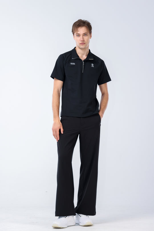 Quater-Zip Mock Neck Polo ｜拉鍊高領Polo