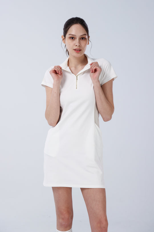 Quater-Zip Mock Neck Dress | 拉鍊高領洋裝