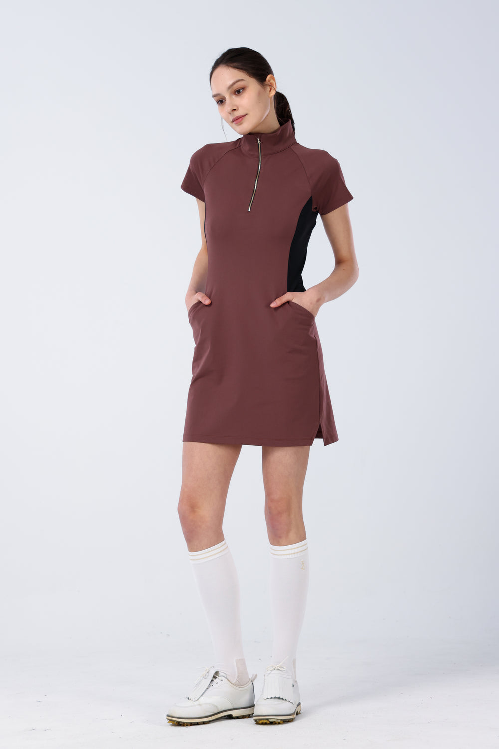 Quater-Zip Mock Neck Dress | 拉鍊高領洋裝