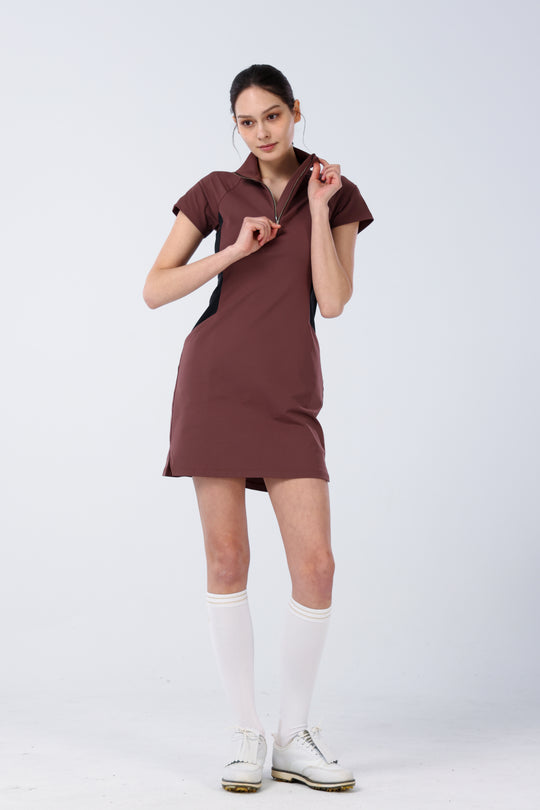 Quater-Zip Mock Neck Dress | 拉鍊高領洋裝