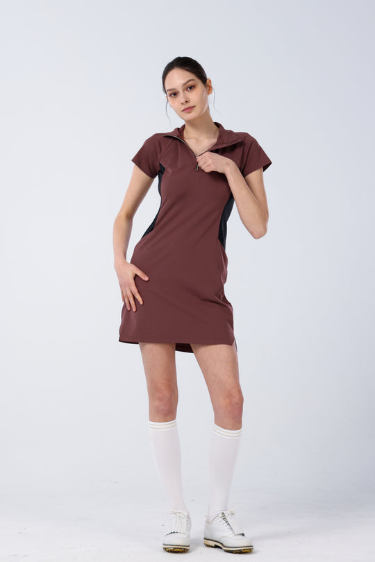 Quater-Zip Mock Neck Dress | 拉鍊高領洋裝
