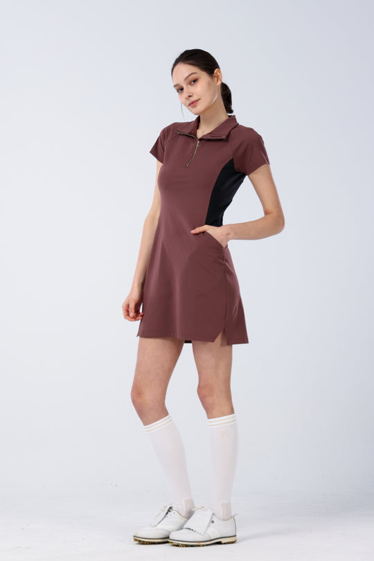 Quater-Zip Mock Neck Dress | 拉鍊高領洋裝
