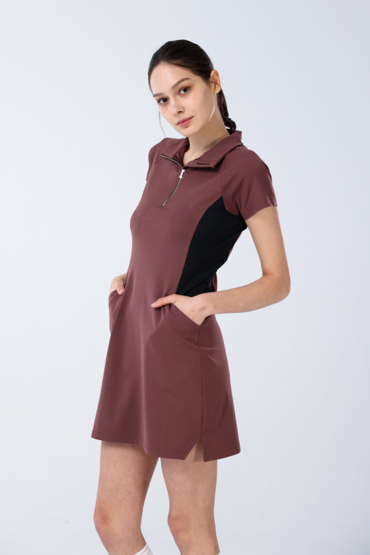 Quater-Zip Mock Neck Dress | 拉鍊高領洋裝