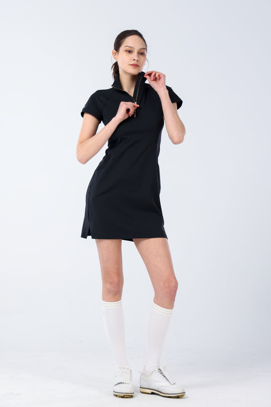 Quater-Zip Mock Neck Dress | 拉鍊高領洋裝