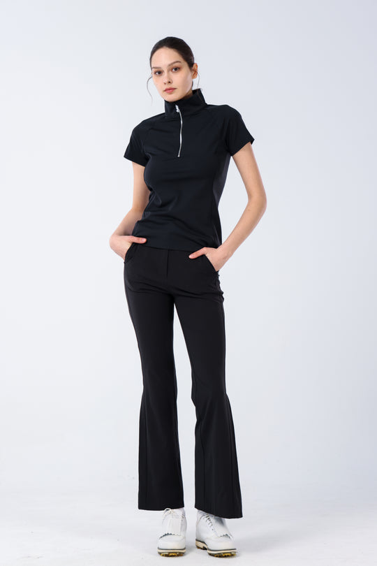 Quater-Zip Mock Neck Polo ｜拉鍊高領Polo 女版