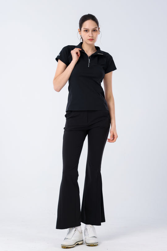 Quater-Zip Mock Neck Polo ｜拉鍊高領Polo 女版