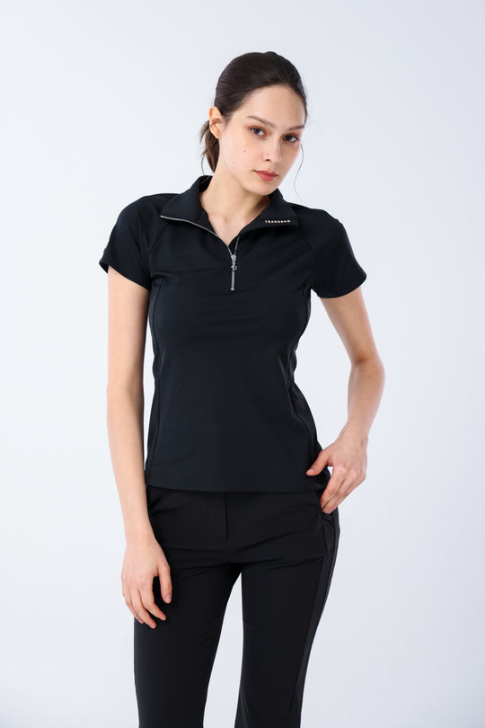 Quater-Zip Mock Neck Polo ｜拉鍊高領Polo 女版