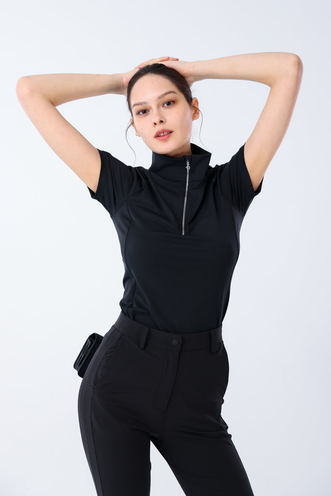 Quater-Zip Mock Neck Polo ｜拉鍊高領Polo 女版