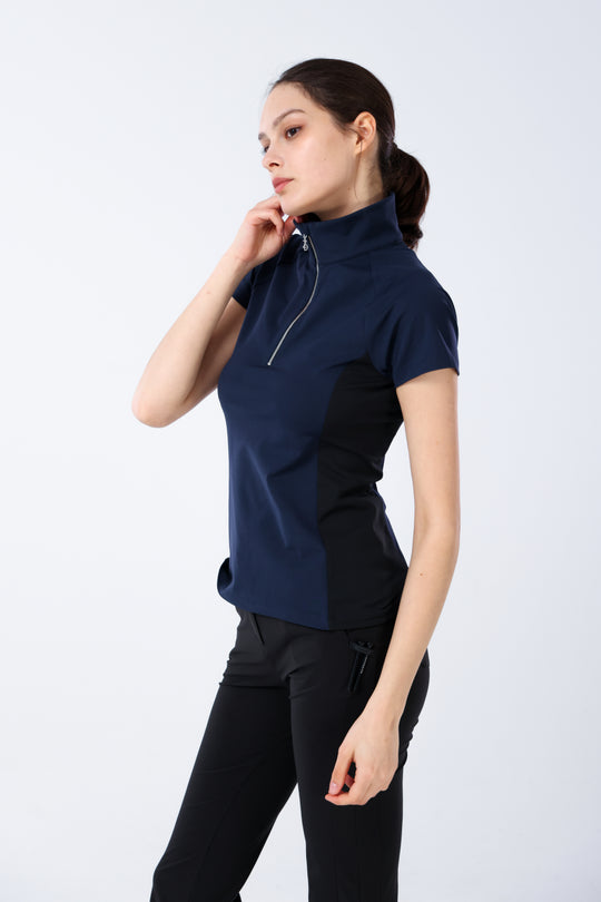 Quater-Zip Mock Neck Polo ｜拉鍊高領Polo 女版