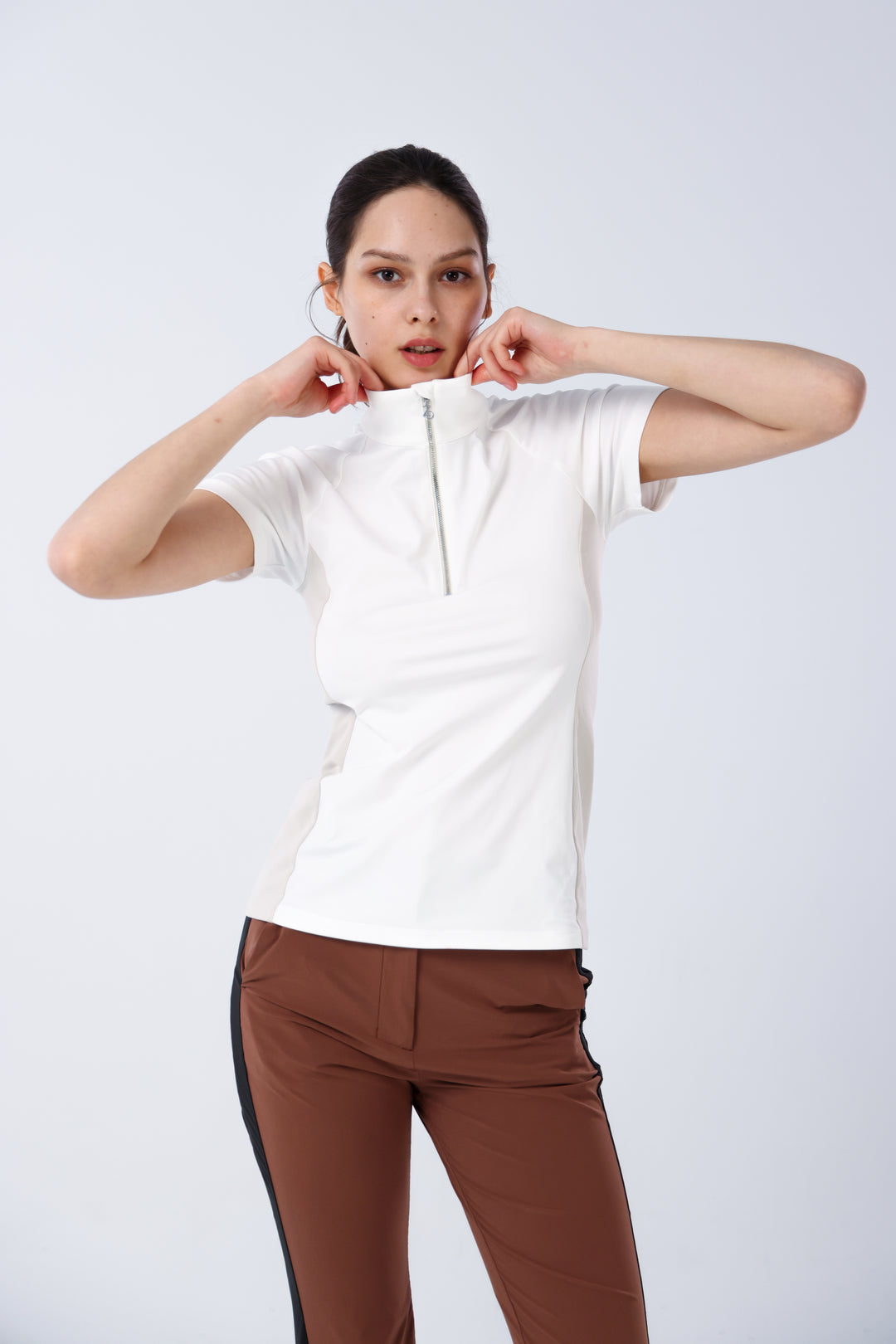 Quater-Zip Mock Neck Polo ｜拉鍊高領Polo 女版