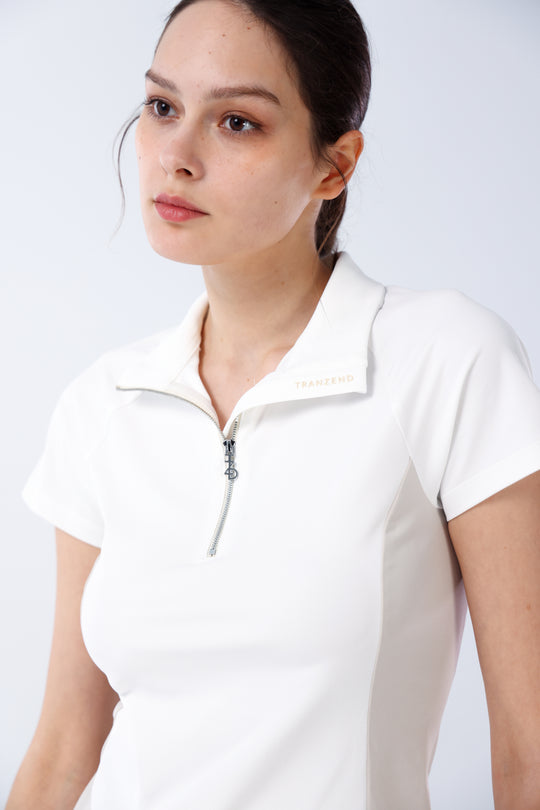 Quater-Zip Mock Neck Polo ｜拉鍊高領Polo 女版