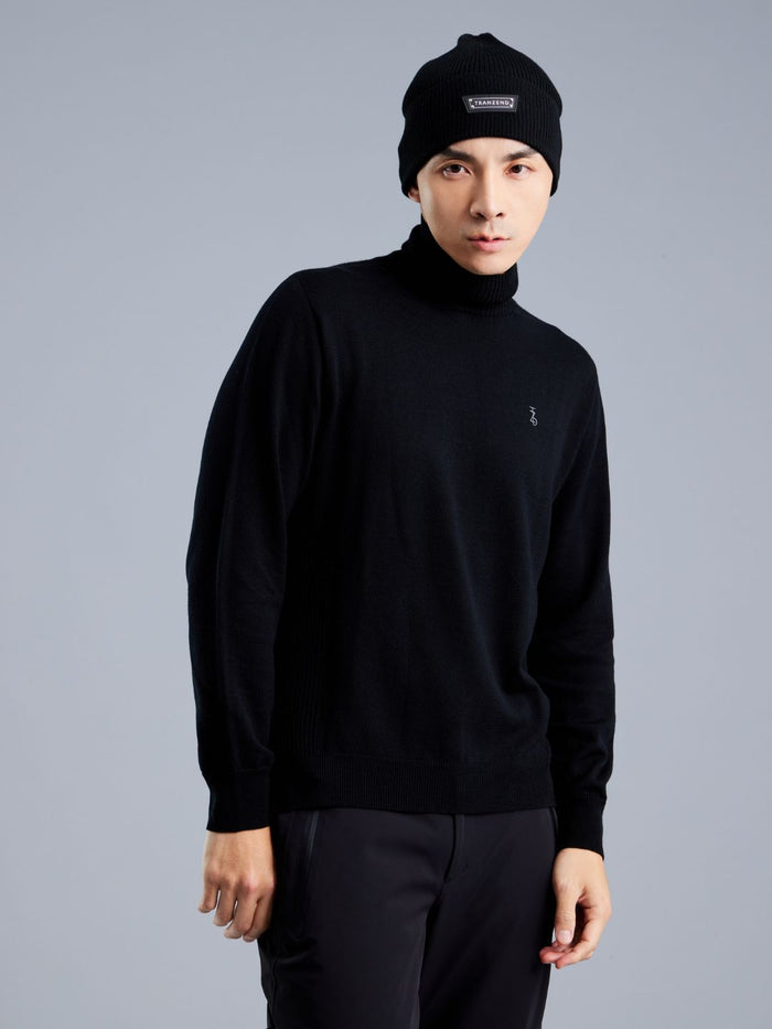 Merino Wool 美麗諾羊毛高領毛衣 · 黑色