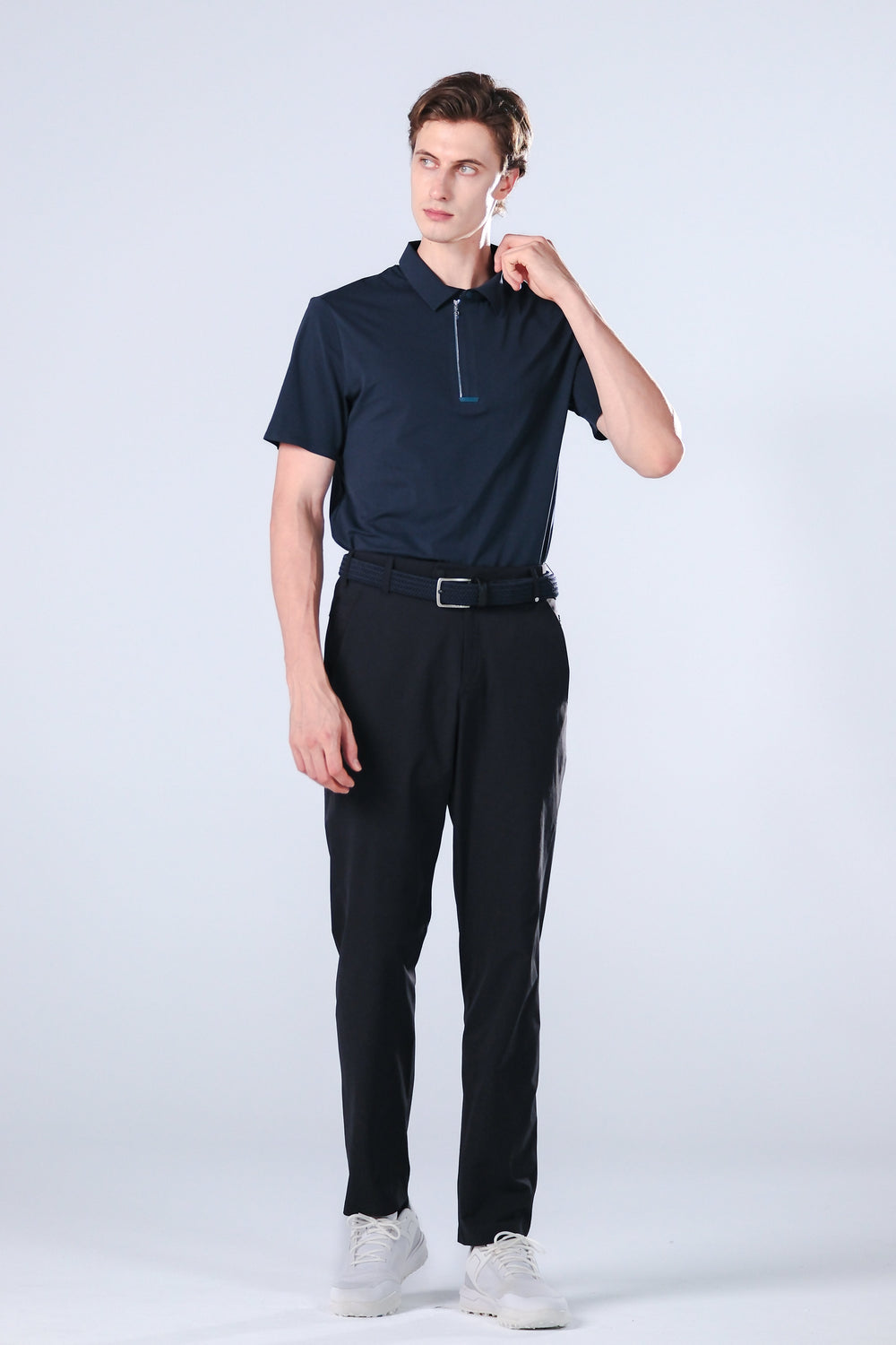 TRANZEND 快乾拉鍊Polo衫 (男) (深藍)