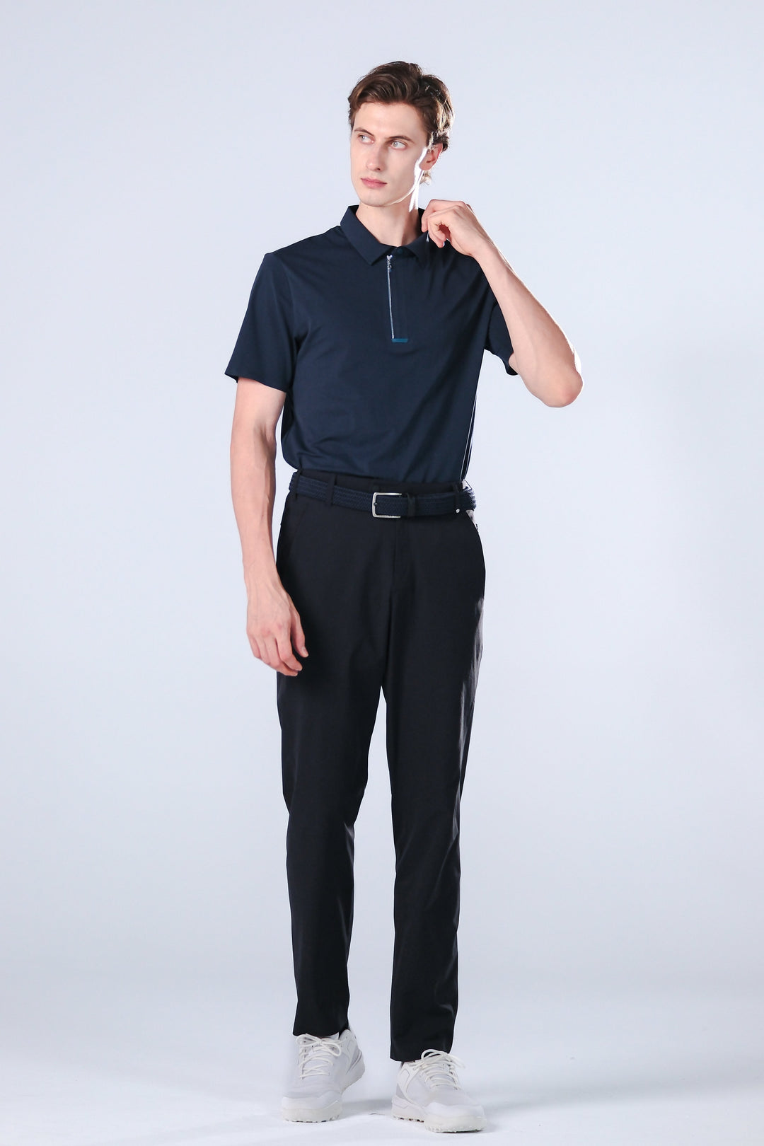 TRANZEND 快乾拉鍊Polo衫 (男) (深藍)