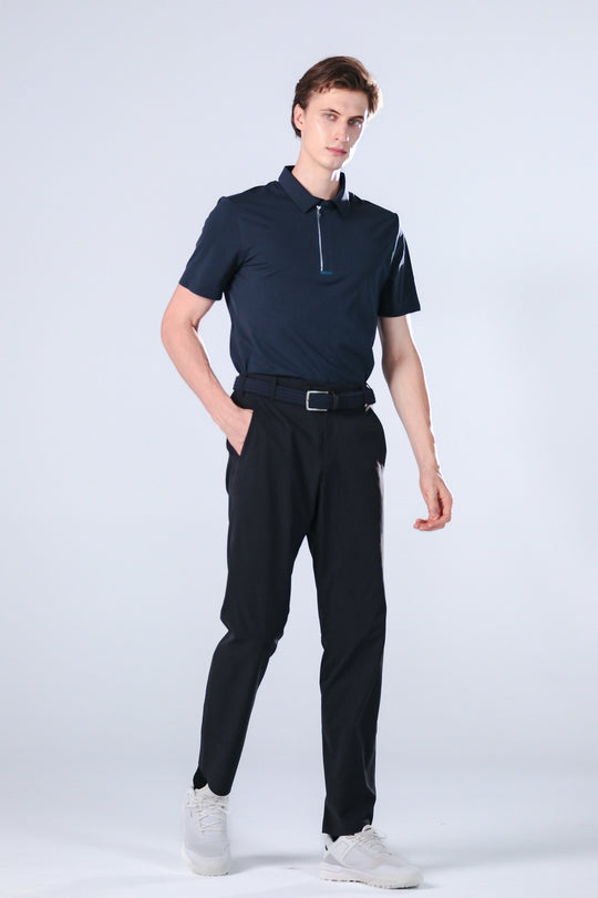 TRANZEND 快乾拉鍊Polo衫 (男) (深藍)