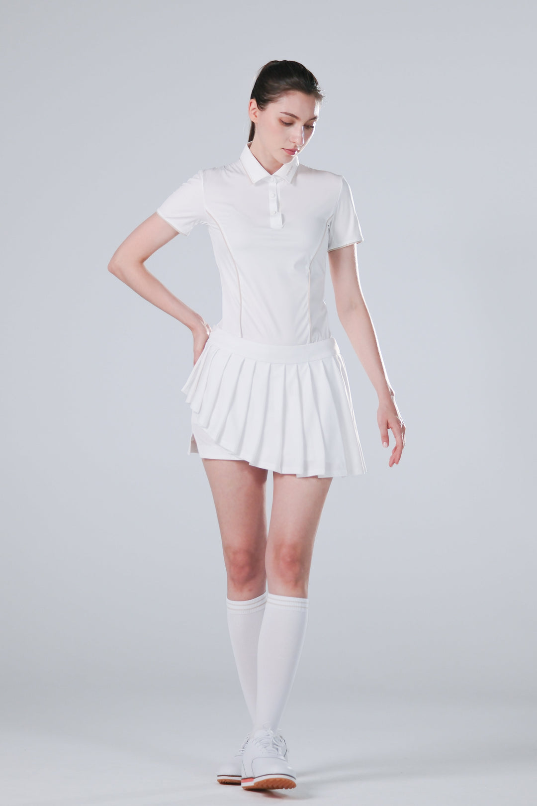 TRANZEND 冰感釘釦 Polo衫 (女) (白)