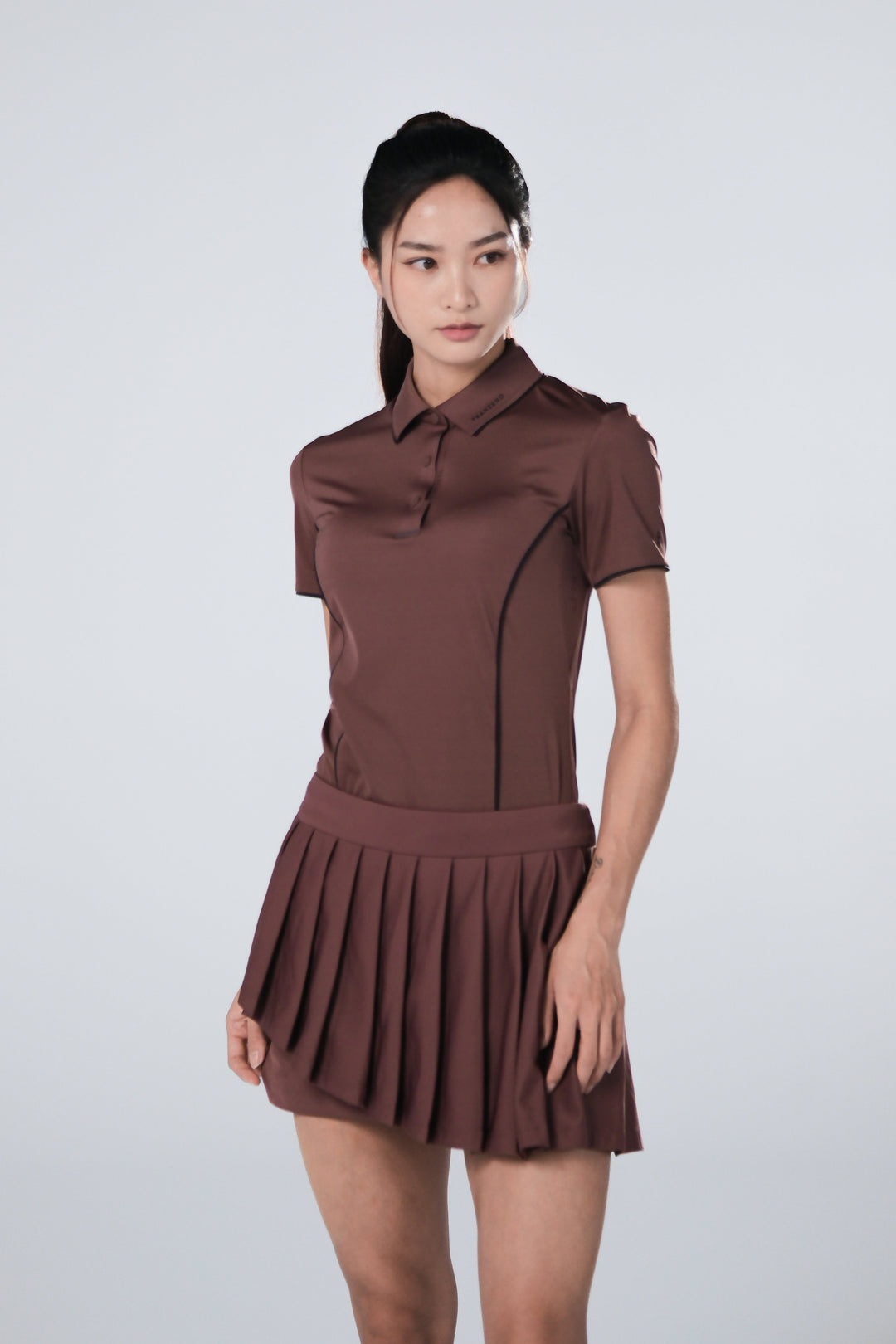 TRANZEND 冰感釘釦 Polo衫 (女) (駝色)