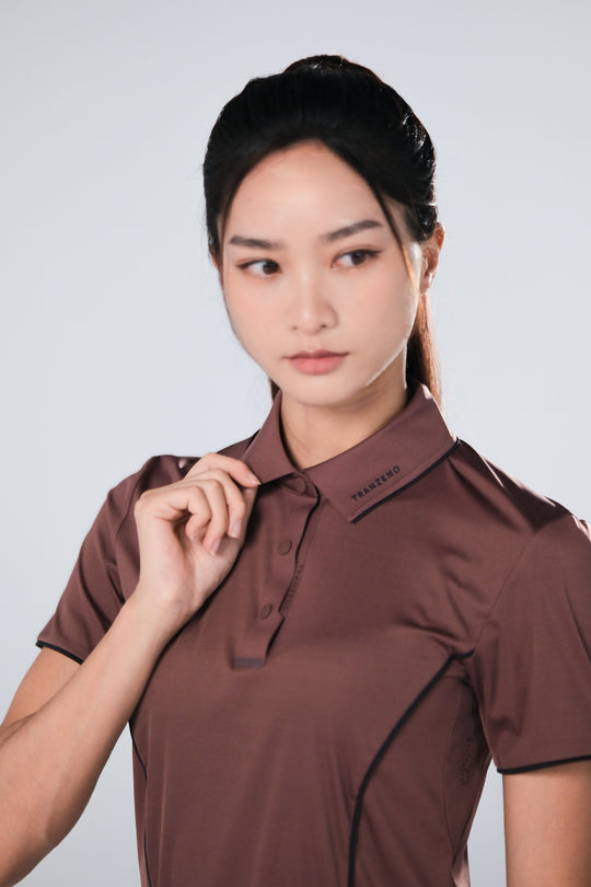 TRANZEND 冰感釘釦 Polo衫 (女) (駝色)