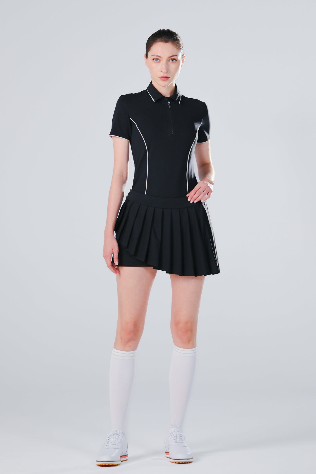 TRANZEND 快乾拉鍊Polo衫 (女) (黑)