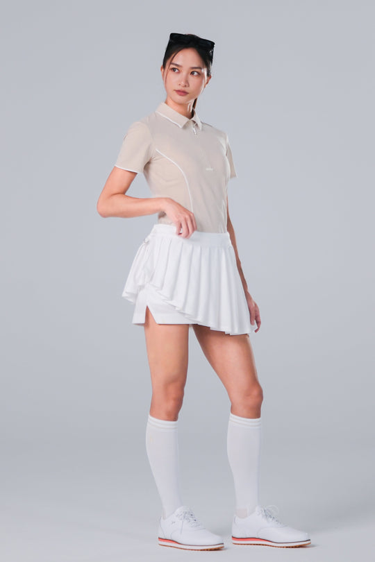 TRANZEND 快乾拉鍊Polo衫 (女) (淺卡其)