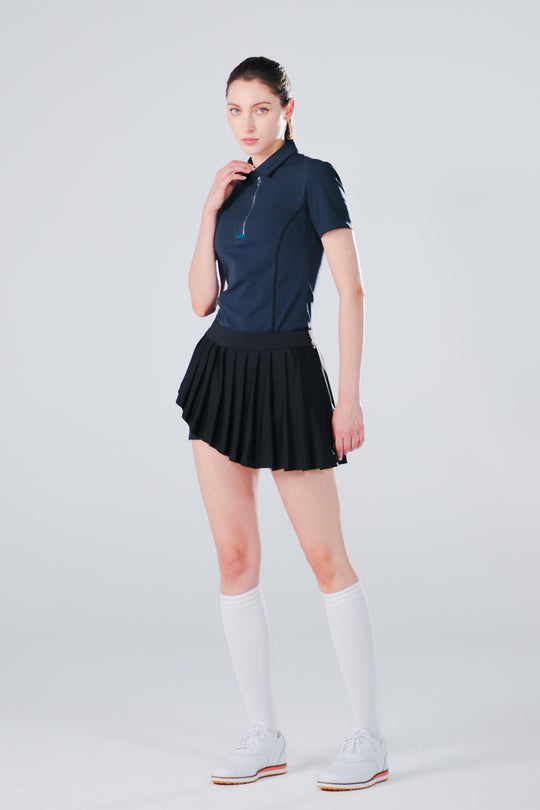 TRANZEND 快乾拉鍊Polo衫 (女) (深藍)