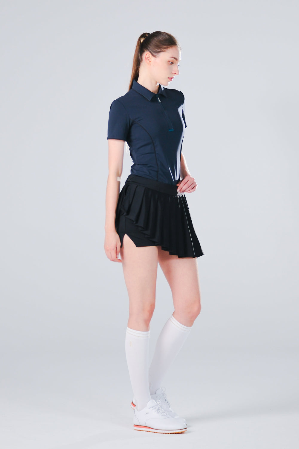 TRANZEND 快乾拉鍊Polo衫 (女) (深藍)