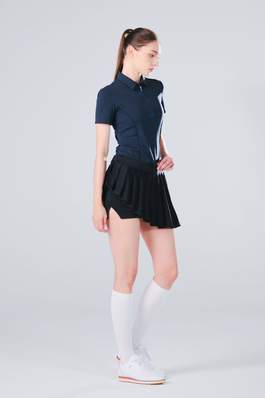 TRANZEND 快乾拉鍊Polo衫 (女) (深藍)