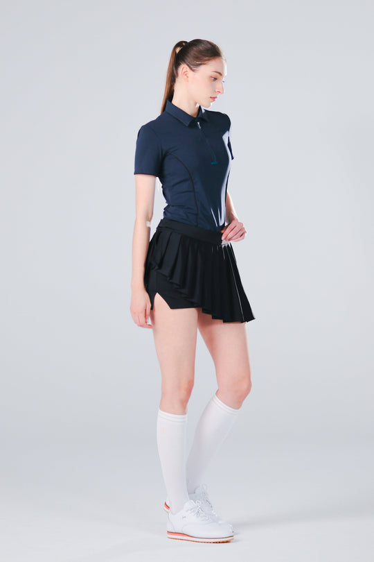 TRANZEND 快乾拉鍊Polo衫 (女) (深藍)