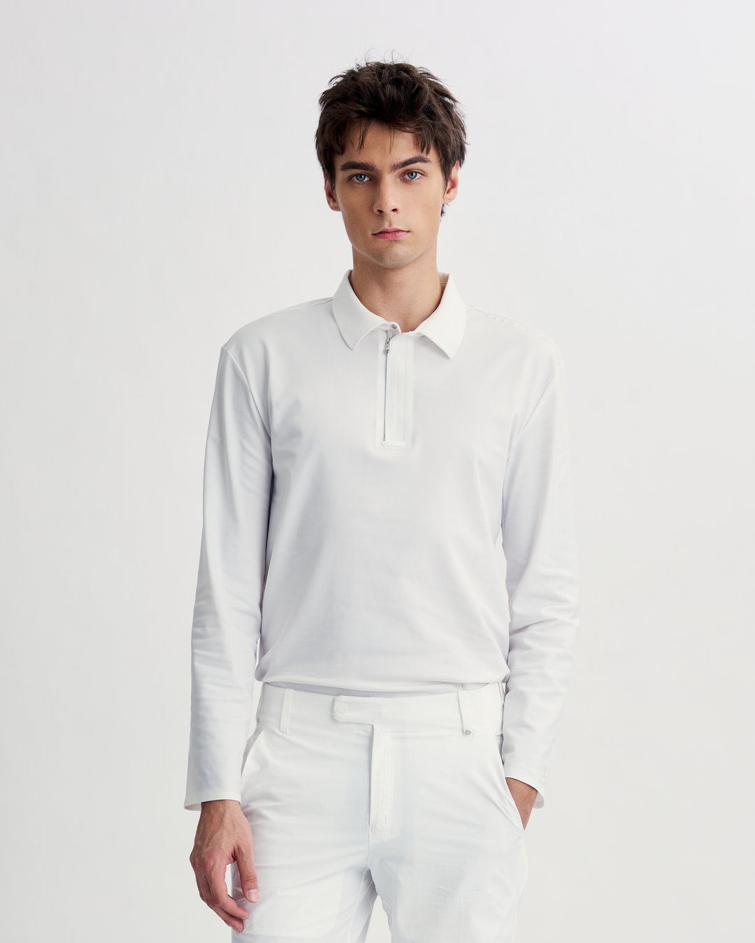 AW26 Golf M Zip Polo White 正面