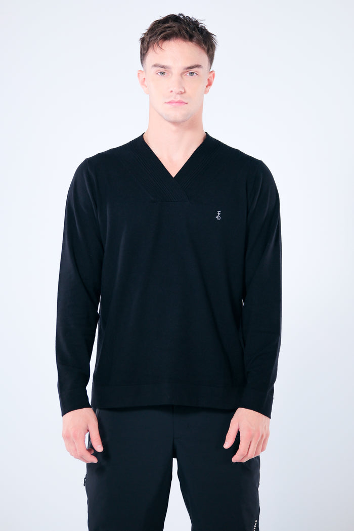 Vneck WoolBlend V 領羊毛混紡毛衣 · 經典黑