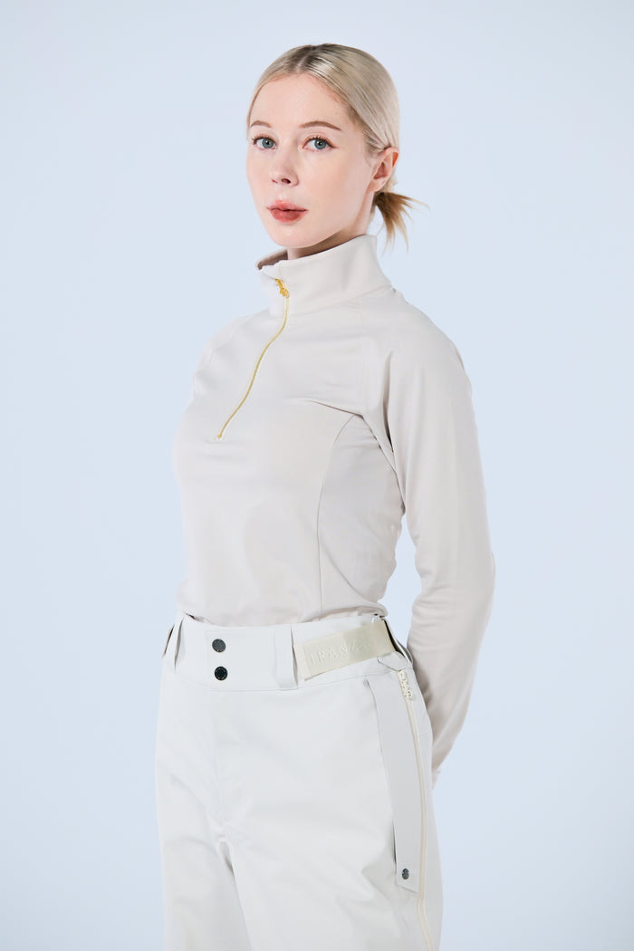 Base Layer 金屬拉鍊高領上衣 女款 · 象牙白