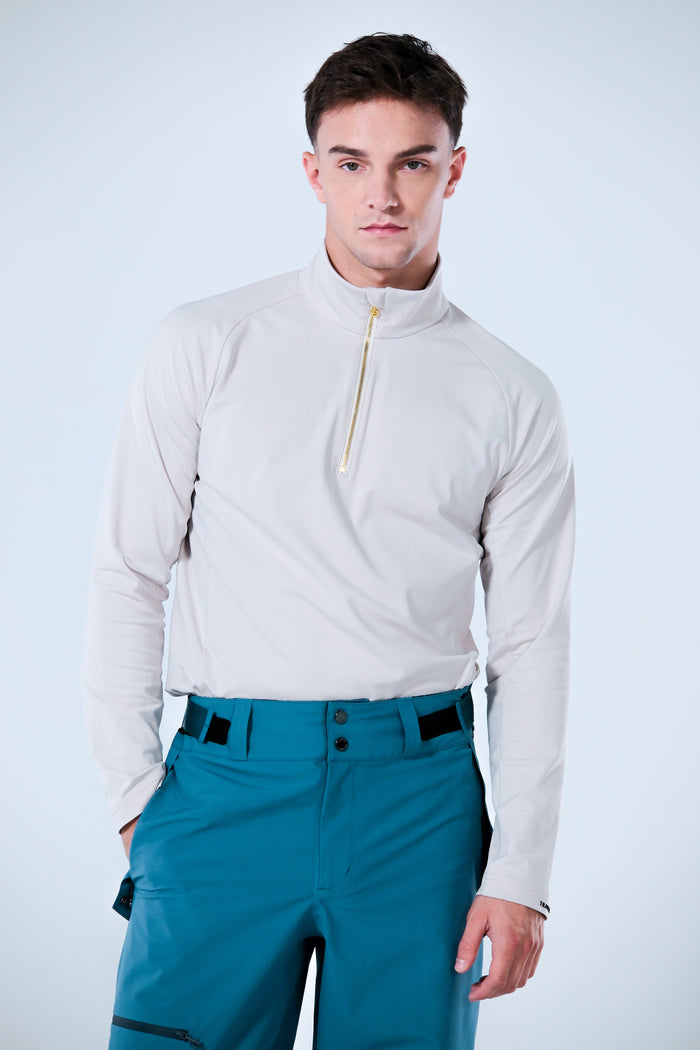 Base Layer 金屬拉鍊高領上衣 男款 · 象牙白