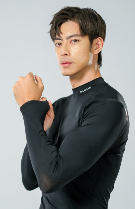 Sport (抗UV) 高領長袖上衣-男-極致黑