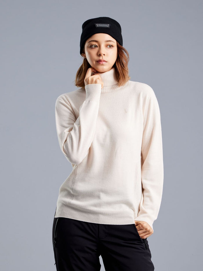 Merino Wool 美麗諾羊毛高領毛衣 · 米白色
