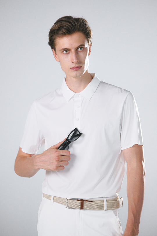 TRANZEND 冰感釘釦Polo衫 男 白 EC照