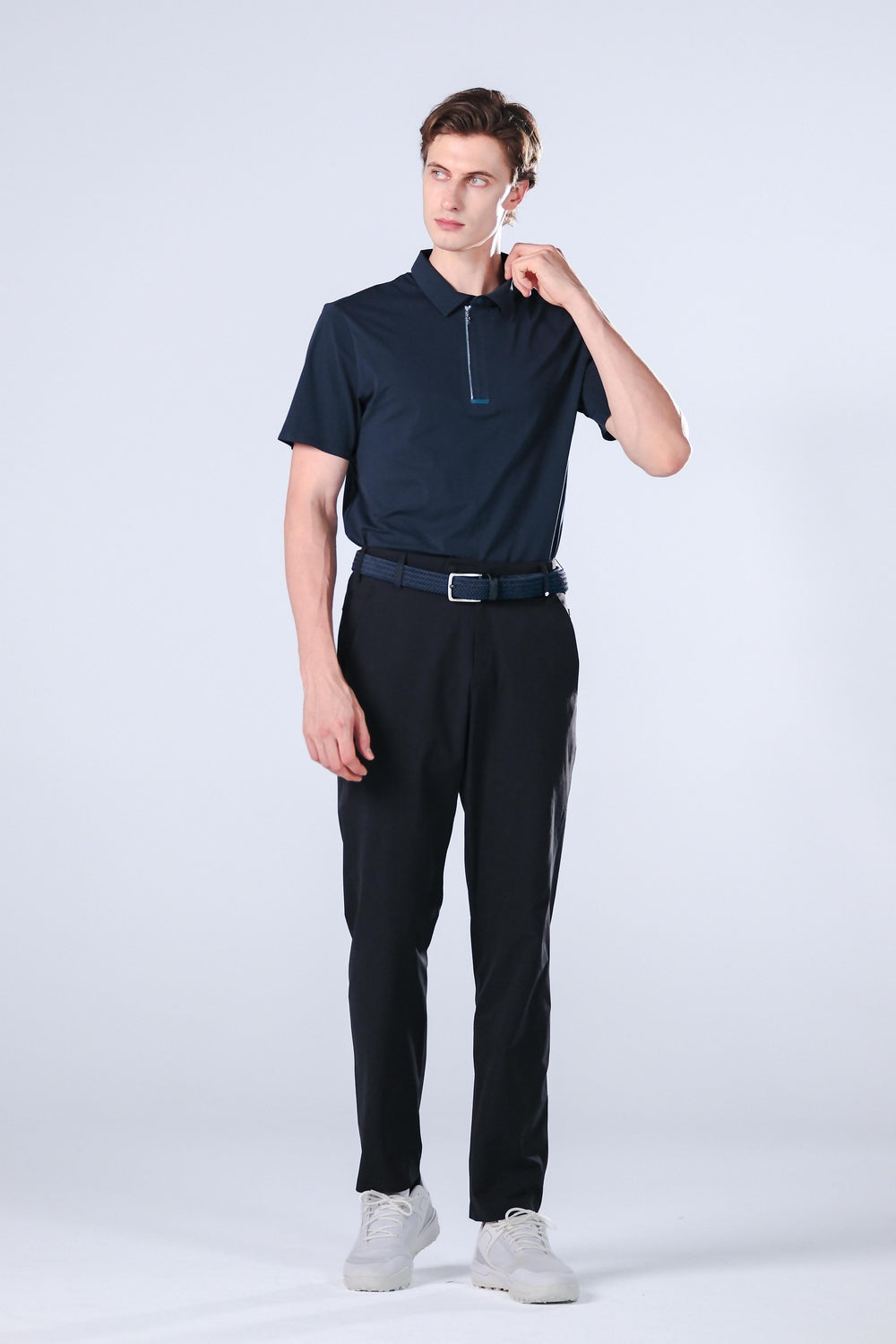 TRANZEND 彈力編織腰帶 男 深藍 EC照