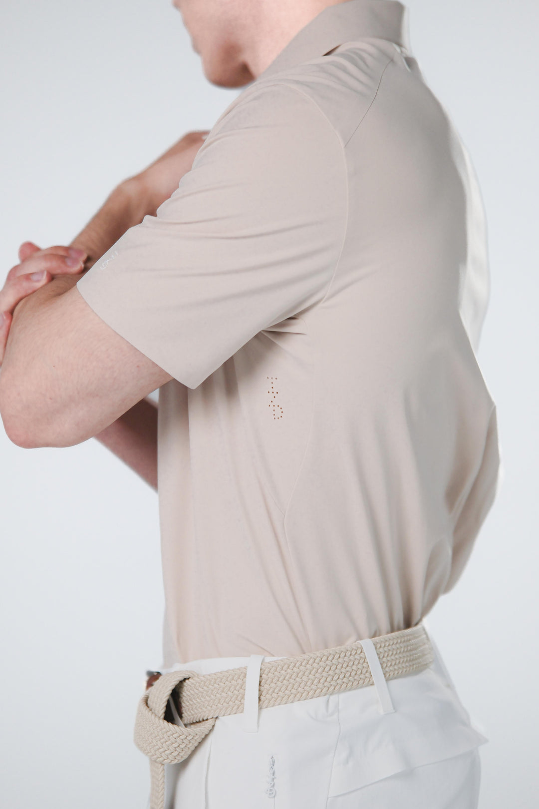TRANZEND 快乾拉鍊Polo衫 男 米 EC照