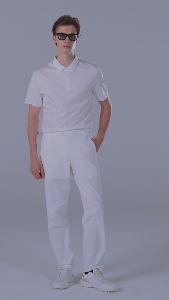 TRANZEND 防潑水彈力長褲 男 白 影片