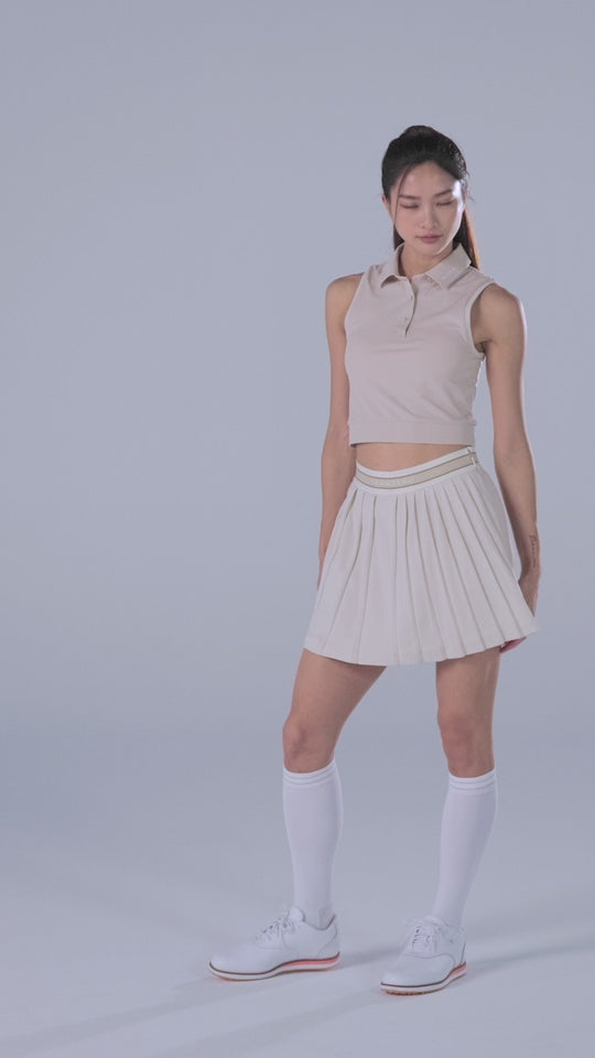 TRANZEND 百褶短裙 女 米 影片