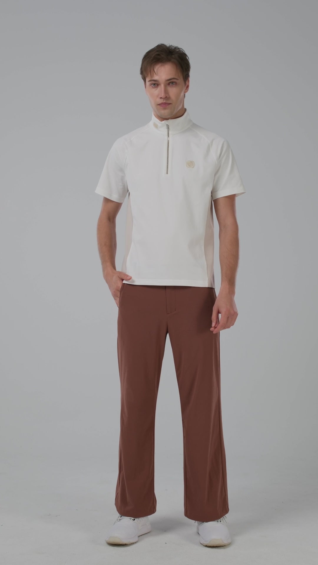 Quater-Zip Mock Neck Polo ｜拉鍊高領Polo